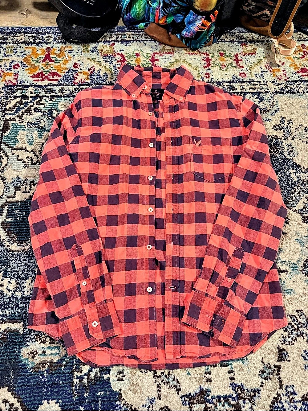 Patagonia Men's Plaid Button-Up Shirt in Red & Black